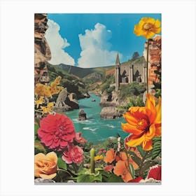 Devon   Floral Retro Collage Style 2 Canvas Print