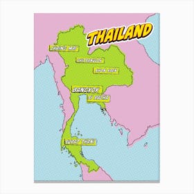 Thailand Pop Art Map Canvas Print