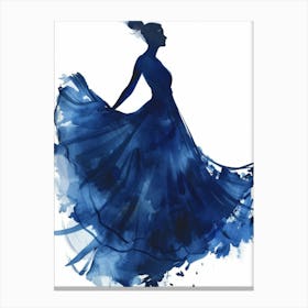 Woman In A Blue Dress 2 Canvas Print