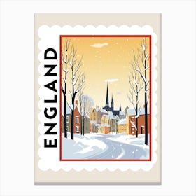 Retro Winter Stamp Poster Oxford United Kingdom 3 Canvas Print
