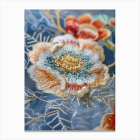 Embroidered Flower Canvas Print