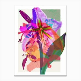 Amaryllis 8 Neon Flower Collage Canvas Print