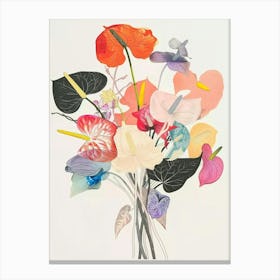 Flamingo Flower 2 Collage Flower Bouquet Canvas Print