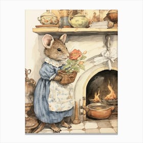 Storybook Animal Watercolour Rat 3 Canvas Print
