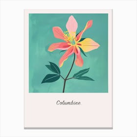 Columbine 3 Square Flower Illustration Poster Canvas Print