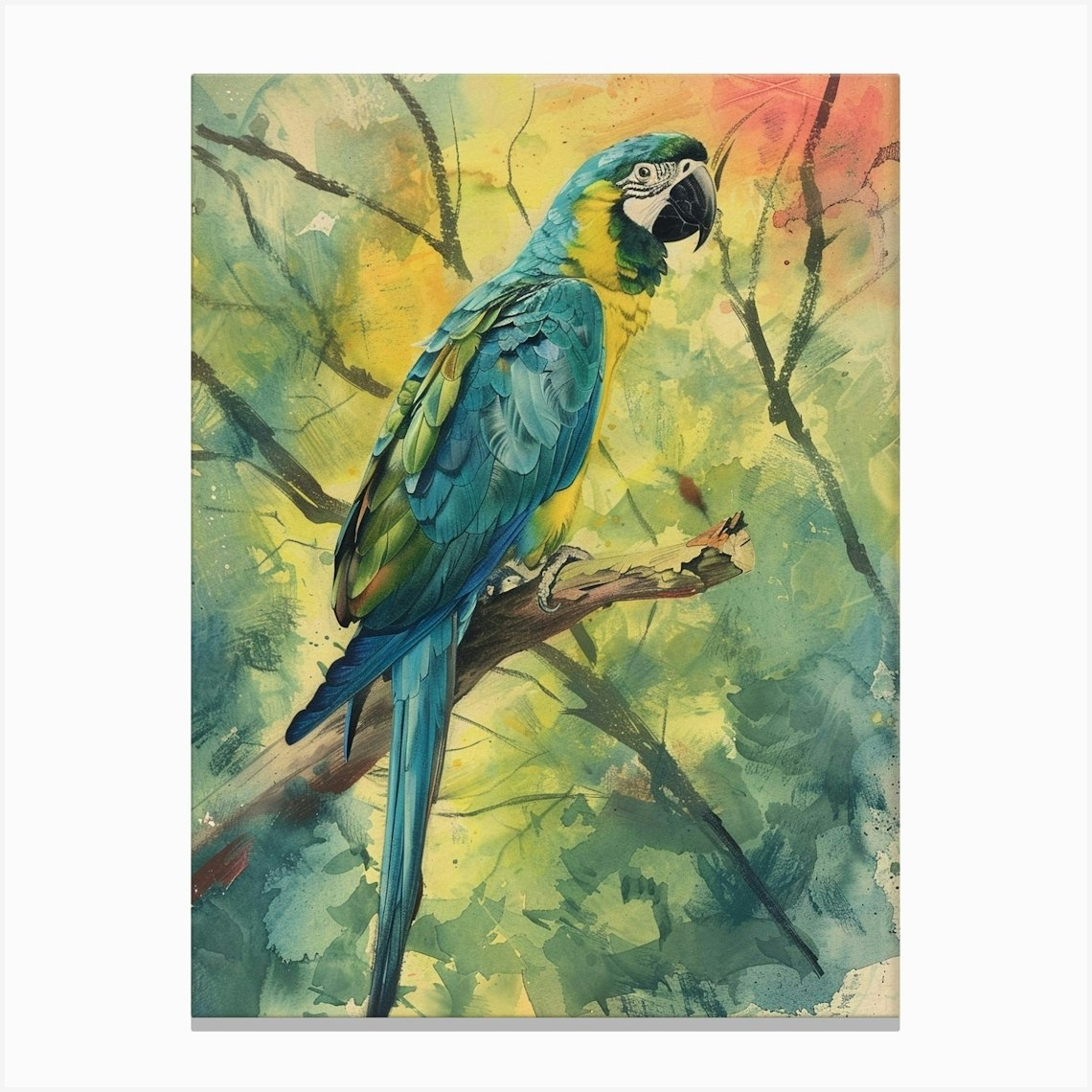 Parrot Pastel Watercolour 1 Canvas Print by Critter Crafts