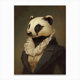 Royal Lady Badger Vintage Portrait, Victorian Animal Print, Dressed Cute Animal Altered Art, Renaissance Animal , Animal Lover Gift Canvas Print