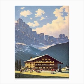 Alta Badia, Italy Ski Resort Vintage Landscape 3 Skiing Poster Canvas Print
