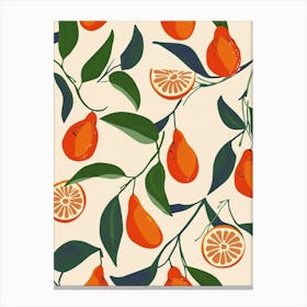 Citrus Fruit On A Branch Pattern 3 Canvas Print