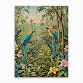 Two Parrots In The Jungle Canvas Print