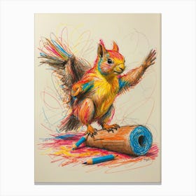 Squirrel With Pencils Canvas Print