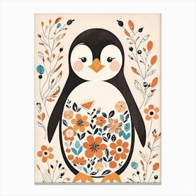 Floral Cute Baby Penguin Nursery (9) Canvas Print