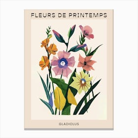 Spring Floral French Poster  Gladiolus 1 Canvas Print