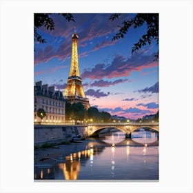 Eiffel Tower At Dusk Canvas Print