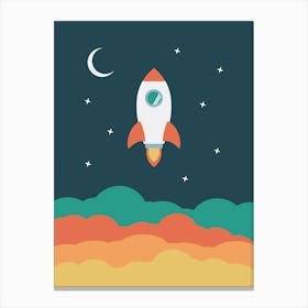 Rocket Ship - Kids Space Canvas Print