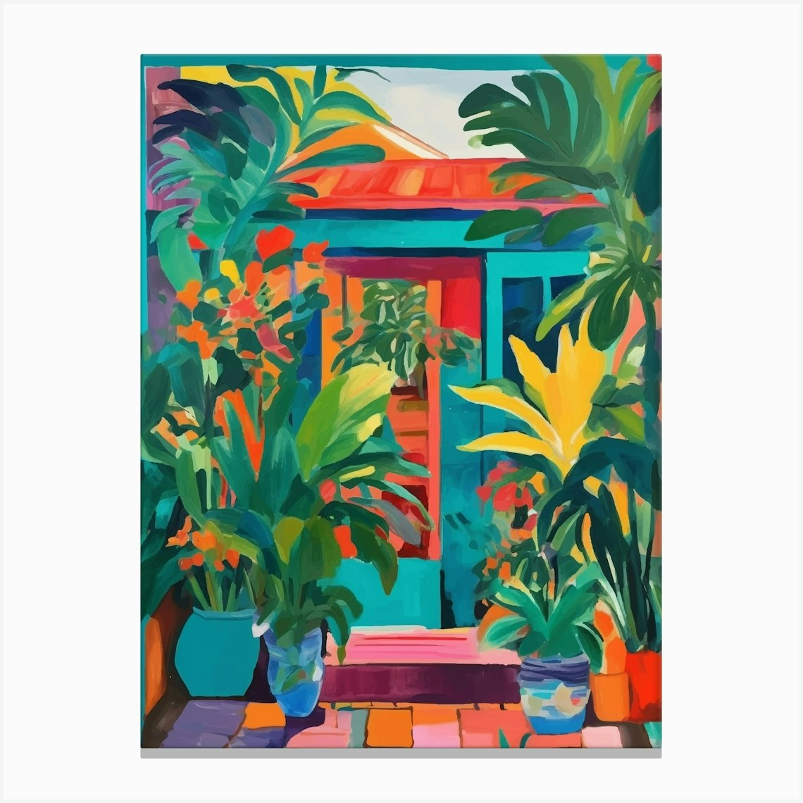 Tropical Garden colorful plants and flowers Canvas Print by Palmito