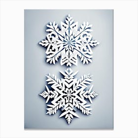 Intricate, Snowflakes, Retro Minimal 3 Canvas Print