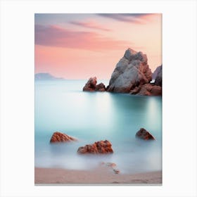 Pink Sunset At The Beach 1 Canvas Print