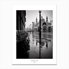 Poster Of Venice, Italy, Black And White Analogue Photography 3 Canvas Print
