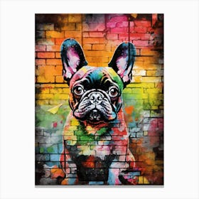 Aesthetic French Bulldog Dog Puppy Brick Wall Graffiti Artwork Canvas Print