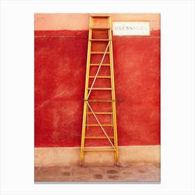 Yellow Ladders & Red Wall Murano Canvas Print