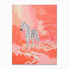 Zebra With The Trees Pink 4 Canvas Print