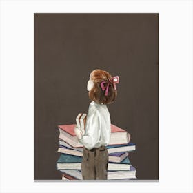 Girl With Books Canvas Print