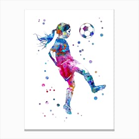 Little Girl Soccer Player 3 Canvas Print