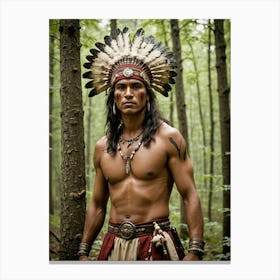 Indian Man In The Woods 9 Canvas Print