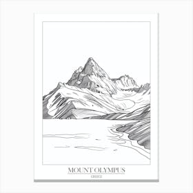 Mount Olympus Greece Line Drawing 5 Poster Canvas Print