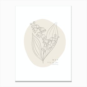 May Lily of the Valley  Birth Flower | Neutral Florals Canvas Print