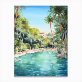 Swimming In Marbella Spain Watercolour Canvas Print