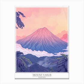 Mount Yasur Vanuatu Color Line Drawing 3 Poster Canvas Print