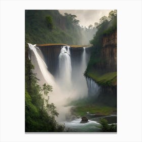 Nohsngithiang Falls Of The North, India Realistic Photograph (1) Canvas Print