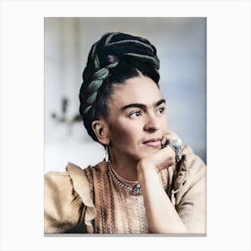 Frida Kahlo Fotografie Boho Style, Frida Ikonische Schönheit Canvas Print