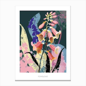Colourful Flower Illustration Poster Foxglove 1 Canvas Print
