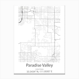 Paradise,Canada Minimalist Map Canvas Print