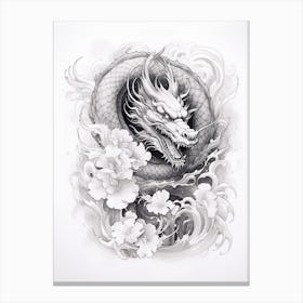 Chinese New Year Dragon Black And White Ink 1 Canvas Print