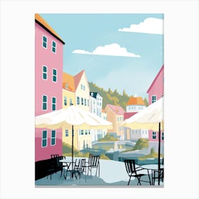 Stavenger, Norway, Flat Pastels Tones Illustration 1 Canvas Print