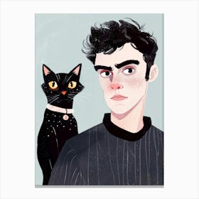 Boy And A Cat Canvas Print