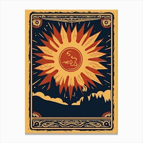 The Sun Tarot Card, Vintage 3 Canvas Print