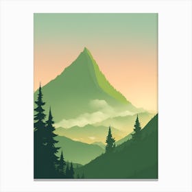 Misty Mountains Vertical Composition In Green Tone 124 Canvas Print