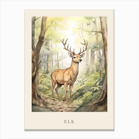 Beatrix Potter Inspired  Animal Watercolour Elk 3 Canvas Print
