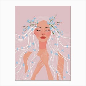 Woman With Flowers In Her Hair Canvas Print