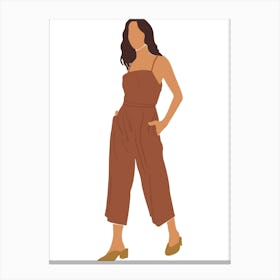 Woman In A Jumpsuit Canvas Print