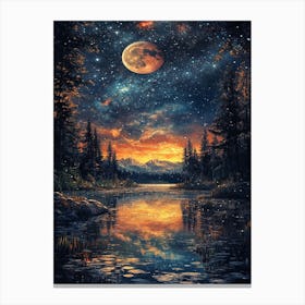 Moonlight Over Lake 1 Canvas Print