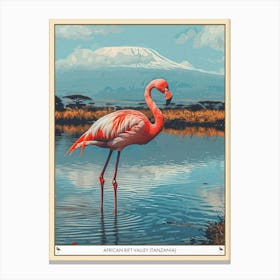 Greater Flamingo African Rift Valley Tanzania Tropical Illustration 5 Poster Canvas Print