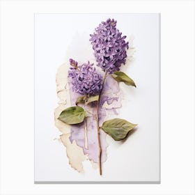 Pressed Wildflower Botanical Art Lilac 2 Canvas Print