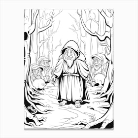 The Dark Forest (Snow White And The Seven Dwarfs) Fantasy Inspired Line Art 4 Canvas Print
