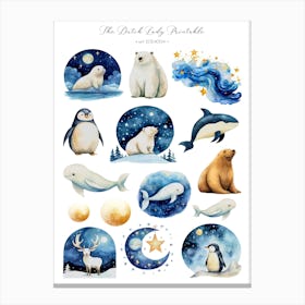 Cute Arctic Animals Canvas Print